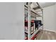 Organized storage area with metal shelving, ideal for maximizing space at 11228 Burning River St, Las Vegas, NV 89183