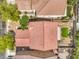 Overhead view of a home's backyard with artificial turf, landscaping, and privacy walls at 3728 Ashling St, Las Vegas, NV 89129