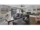 Comfortable living room with fireplace, neutral walls and modern furnishings at 2111 River City Dr, Laughlin, NV 89029