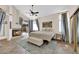 Bright main bedroom features fireplace, ensuite bathroom, and backyard access at 2424 Chestnut Hill St, Las Vegas, NV 89134