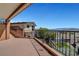 View of covered patio and exterior with desert and mountain views at 621 Mount Elbert Way, Boulder City, NV 89005