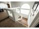 Staircase with neutral carpet and glass paneling at 664 Mystic Cliffs Ave, Las Vegas, NV 89183