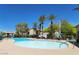 Community pool with lounge chairs, palm trees, and clear blue water, perfect for relaxation and recreation at 6680 Caporetto Ln # 103, North Las Vegas, NV 89084