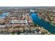 Lovely aerial shot highlighting waterfront neighborhood with well-kept lawns and access to waterways at 8125 Sunset Cove Dr, Las Vegas, NV 89128