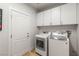 Well-lit laundry room with modern washer and dryer and convenient storage space at 8801 Rozetta Ct, Las Vegas, NV 89134