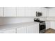 Bright kitchen featuring stainless steel appliances, white cabinets, and sleek countertops at 100 Via Franello, Henderson, NV 89011