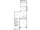 Detailed first floor floorplan with kitchen, living room, dining room, flex space, 2-car garage, and covered patio at 2874 Shining Sun Way, Henderson, NV 89052