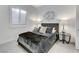 Stylish bedroom with modern art, side tables, and window with plantation shutters at 10004 Terrastone Dr, Las Vegas, NV 89148