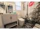 Cozy bathroom featuring a vanity with sink and a shower curtain with Eiffel Tower at 3018 Sunrise Bay Ave, North Las Vegas, NV 89031