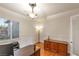 Bright home office featuring plantation shutters, wood floors and ample storage at 3540 Wisdom Ct, Las Vegas, NV 89120
