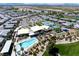 Overhead view of community amenities with pool, tennis, bocce ball and desert landscaping at 4531 S Bay Tree Ct, Pahrump, NV 89061