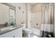 Bright bathroom with tub and shower, featuring modern fixtures and a clean, contemporary design at 4531 S Bay Tree Ct, Pahrump, NV 89061