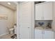 Elegant powder room with marble countertops, modern fixtures, and stylish decor, creating a luxurious feel at 4531 S Bay Tree Ct, Pahrump, NV 89061