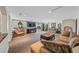 Spacious living room with plush seating, fireplace, TV, and sliding glass doors to the backyard at 728 N Kiel St, Henderson, NV 89015
