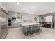 Open concept kitchen with stainless appliances, a center island, and views into the dining and living areas at 731 Glowing Horizon St, Henderson, NV 89052