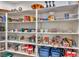 Organized pantry with ample shelving, showcasing a variety of food items at 8133 Desert Jewel Cir, Las Vegas, NV 89128