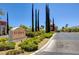 Siena community sign with mature landscaping, palm trees and community gate at 10241 Premia Pl, Las Vegas, NV 89135