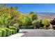 Well-manicured street view with lush landscaping and trees; perfect for a peaceful setting at 10241 Premia Pl, Las Vegas, NV 89135