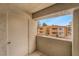Cozy patio with views of the community buildings and a convenient storage closet at 3151 Soaring Gulls Dr # 2034, Las Vegas, NV 89128