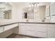 Bathroom boasts a dual sink vanity, countertop space, and decorative mirrors at 6225 Sadler Dr, Las Vegas, NV 89130