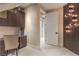 Home office featuring a modern desk, stylish lighting, and bright ambiance at 8808 Rozetta Ct, Las Vegas, NV 89134