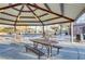 Covered picnic pavilion with metal picnic tables in community park with playground at 8992 Sparkling River Ct, Las Vegas, NV 89178