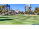 Expansive golf course view with lush green grass, mature trees, and the city skyline in the background at 916 Vegas Valley Dr, Las Vegas, NV 89109