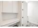 White office nook with built in desk and upper storage at 9928 Regency Square Ave, Las Vegas, NV 89148