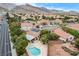 Wide aerial view of a community with homes, solar panels, and mountain views at 3200 Ridgecliff St, Las Vegas, NV 89129