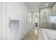 Elegant bathroom with walk in shower, bathtub and closet at 3722 Las Vegas Blvd # 2509, Las Vegas, NV 89158
