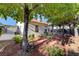 Lush backyard featuring mature trees, a pergola, and outdoor seating creating a peaceful retreat at 3913 Cutting Horse Ave, North Las Vegas, NV 89032