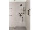 Modern walk-in shower featuring a sleek rainfall shower head and contemporary black hardware at 4471 Dean Martin Dr # 1210, Las Vegas, NV 89103