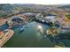 Panoramic aerial view of Lake Las Vegas with picturesque waterfront buildings, mountains, and scenic bridges at 54 Mirage View Dr, Henderson, NV 89011