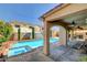Beautiful backyard pool and patio area, perfect for outdoor entertaining at 6032 S Pioneer Way, Las Vegas, NV 89113