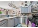 Stylish kitchen with gray cabinets, stainless steel dishwasher, and granite countertops at 7517 Elk Meadows Ct, Las Vegas, NV 89131