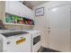 Convenient laundry room with modern washer and dryer and plenty of upper cabinet storage at 7517 Elk Meadows Ct, Las Vegas, NV 89131