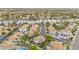 Aerial view of the community featuring many homes with pools and mature landscaping at 8117 Horizon Lake Dr, Las Vegas, NV 89128