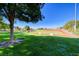 View of the grassy lawn near baseball fields and mature trees, creating a green space at 902 Little Raven St, Henderson, NV 89002