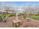 Scenic community garden with arched pergola, benches, brick path and mature shade trees at 10664 Mount Jefferson Ave, Las Vegas, NV 89166
