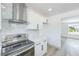 Bright kitchen features stainless steel appliances and white cabinets with modern hardware at 4012 Mira Ln, Las Vegas, NV 89108