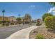 Gated community entrance with well-maintained landscaping and streetlights for added security at 5536 Baccarat Ave # 101, Las Vegas, NV 89122