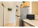 Kitchen area featuring stainless steel refrigerator and additional cabinetry and countertop at 5536 Baccarat Ave # 101, Las Vegas, NV 89122