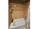 Cozy bathroom featuring a shower over tub, providing a functional bathing space at 2022 Big Bend Way, Henderson, NV 89074