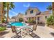 Relaxing backyard with a refreshing pool, patio area, and lush greenery, perfect for outdoor enjoyment at 8942 Galena Crossing St, Las Vegas, NV 89123