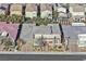 Aerial view of a well-maintained home showcasing its roof, landscaping, and driveway in a suburban neighborhood at 10150 Emerald Sunset Ct, Las Vegas, NV 89148