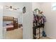 bedroom with a bunk bed, window, and closet with clothes neatly organized at 10468 Skye Knoll Ave, Las Vegas, NV 89166