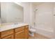 Well-lit bathroom featuring a shower-tub combo with a single sink vanity at 2219 Sawtooth Mountain Dr, Henderson, NV 89044