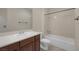 Bathroom with single sink vanity and combined shower and tub at 2295 Otter Rock Ave, Henderson, NV 89044