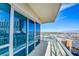 Enjoy city views from this balcony with glass railings and sliding glass doors at 2700 Las Vegas Blvd # 2303, Las Vegas, NV 89109