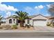Charming single-story home with a two-car garage, desert landscaping, and a majestic palm tree at 2862 Sapphire Desert Dr, Henderson, NV 89052